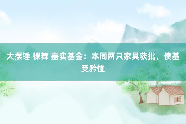大摆锤 裸舞 嘉实基金:本周两只家具获批,债基受矜恤