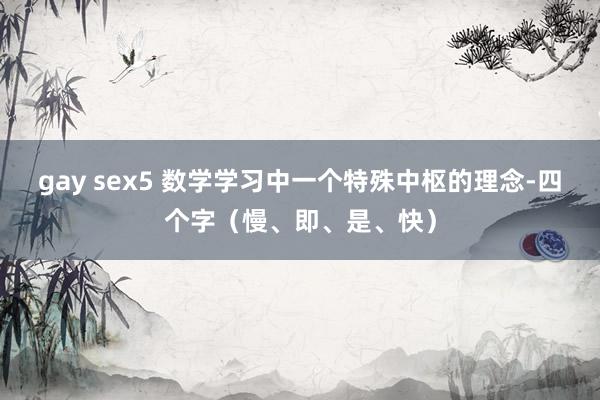 gay sex5 数学学习中一个特殊中枢的理念-四个字（慢、即、是、快）